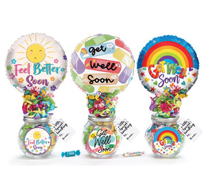 GET WELL SOON 9" AIR FILLED BALLOON WITH JAR CONTAINER GIFT
