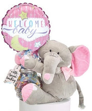 Load image into Gallery viewer, NEW BABY 9&quot; AIR FILLED BALLOON WITH GLASS CONTAINER AND PLUSH GIFT
