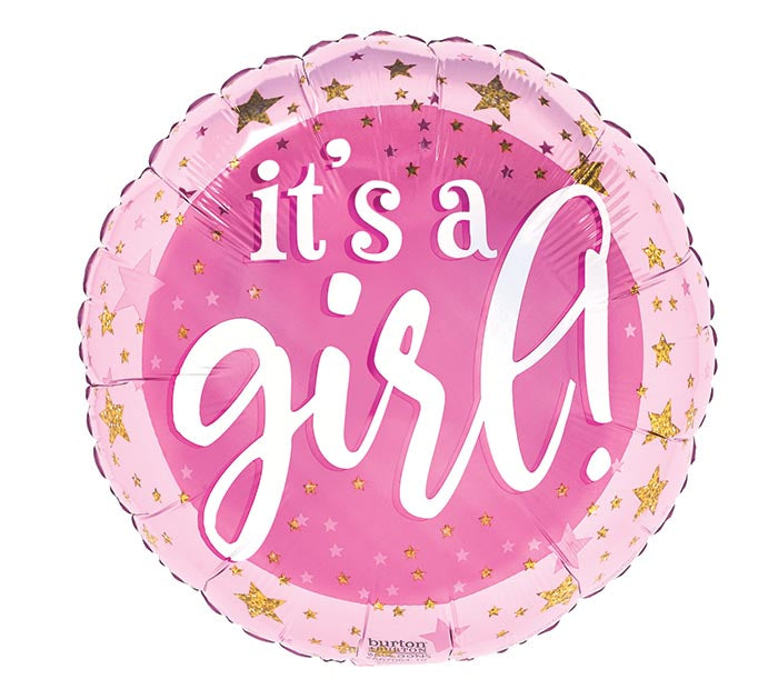 Baby Girl - It's A Girl Pink & Gold Stars